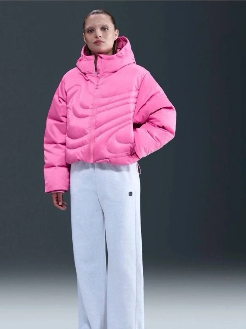 Nike Sportswear Swoosh Series Therma-Fit Down Puffer Jacket Barbie Pink SZ S NWT
